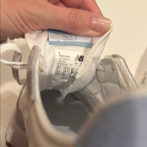 New Balance 327 White and Light Blue Sneakers - Picture 3 of 5